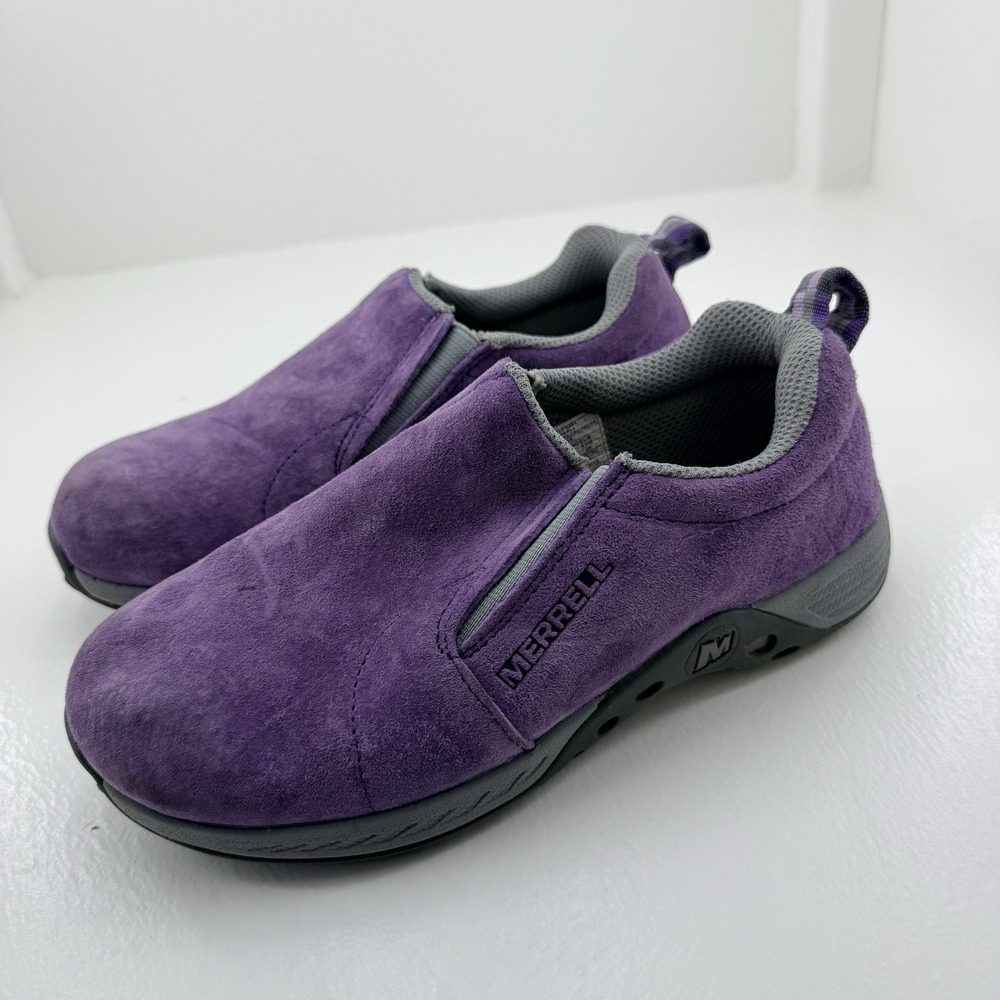 Merrell Jungle Moc Kids Size 3 Purple Suede Slip On Shoes Casual Sneakers